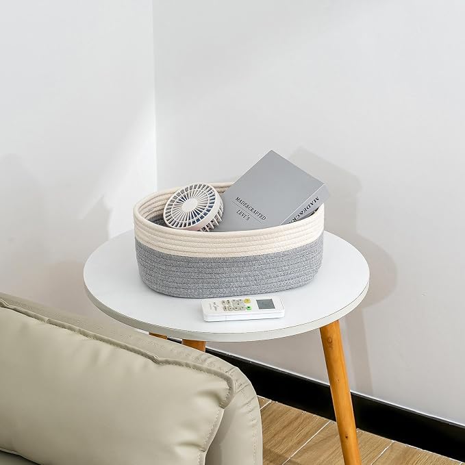 CubesLand Cube Shelf Storage Baskets for Organizing, Woven Shelf, Closet Bins Shelves Toy Basket Box Nursery Baby 2 Packs Organization Off White/Light Gray - Image 3