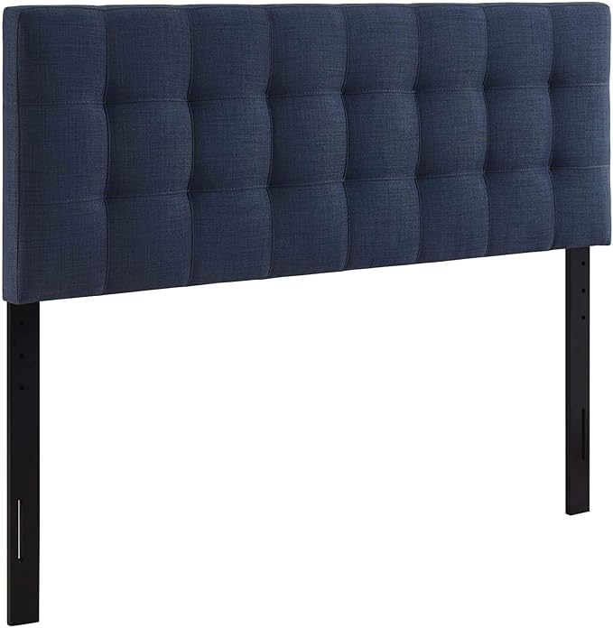 Modway Lily Tufted Linen Fabric Upholstered Full Headboard in Navy
