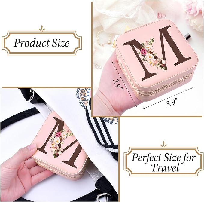 Inngeroo Personalized Graduation Gifts for Women - Customized Teacher Appreciation Gifts - Travel Jewelry Case Box Organizer for Wife Daughter Aunt Friend Grandma - Initial M - Image 4