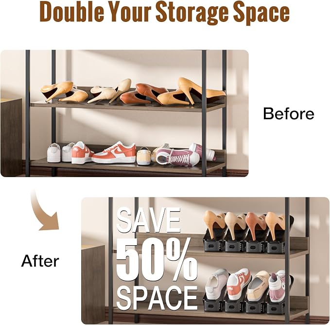 Neprock Shoe Slots Organizer,Shoe Storage Organizer Shoe Rack for Closet Organization,Shoe Slots Organizer De Zapatos Shoe Hoder Space Saver for Entryway(12 Pack)(Black) - Image 5