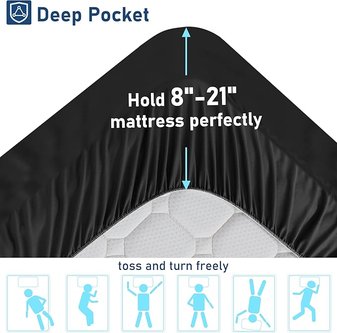 Twin XL Mattress Topper Extra Thick Pillowtop Cooling Plush Mattress Pad Cover Protector with 8-21 Inch Deep Pocket 3D Snow Down Alternative Fill Black