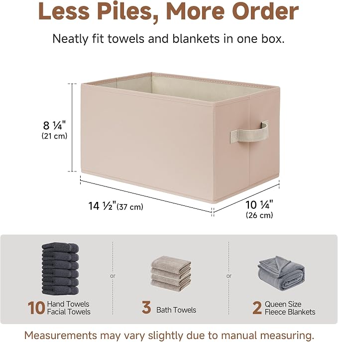 StorageWorks Closet Organizer Storage Baskets, Fabric Storage Bins for Shelves, Closet Organization and Storage Basket, Organizer Bins, Light Brown, 3-Pack, Large - Image 3
