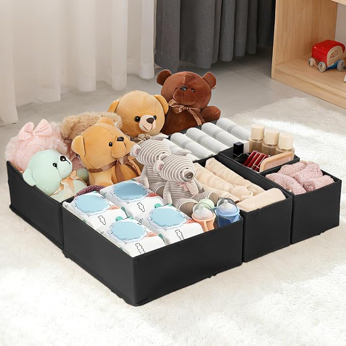Drawer Organizer Clothes, 16 Pack Dresser Organizer Bins, Foldable Closet Organizers and Storage Fabric Dresser Bins, Shallow Drawer Dividers for Clothing, Underwears, Socks, Tie - Image 7