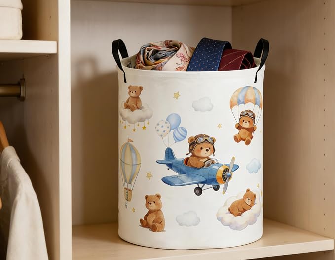 Kids Laundry Basket Bear Hamper for Nursery Animal Hamper Cute Kids Storage Bin Room Decor for Home(Bear) - Image 6