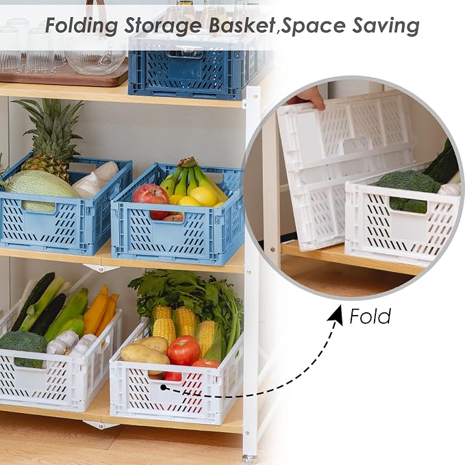 Plastic Drawer Organizer 4-Pack Collapsible Storage Boxes Crate Stackable Folding Basket Closet Containers Toy Organiser for Home Office Bedroom Kitchen Pull Out Under Bed- Colorful - Image 6