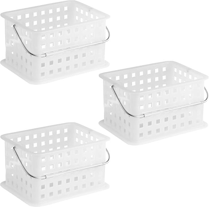 iDesign Portable Shower Caddy Basket with Handle for Dorm or Bathroom, Set of 3, Frost, Made in USA - Image 9