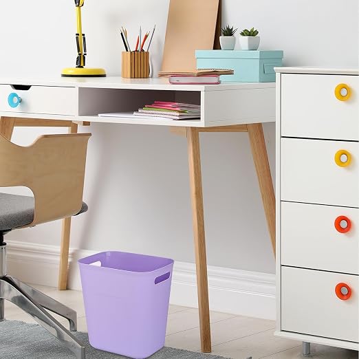 UUJOLY Plastic Small Trash Can Wastebasket, Garbage Container Basket for Bathrooms, Laundry Room, Kitchens, Offices, Kids Rooms, Dorms, 3.5 Gallon, Purple - Image 3