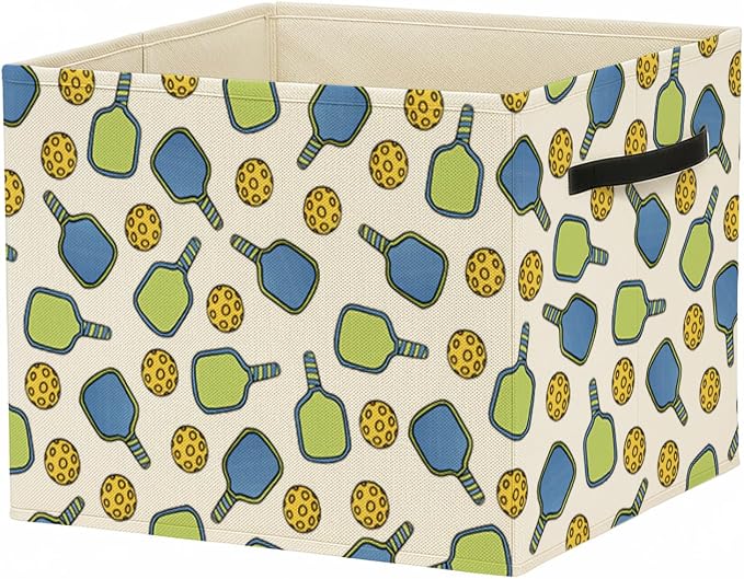 Pickleball Gifts Storage Bin Box with Handles, Gifts for Pickleball Lovers Foldable Baskets Organizer for Bedroom Bathroom Sports Room Clothes Toys Books, Toybox for Boys Girls by Unknown