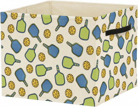 Pickleball Gifts Storage Bin Box with Handles, Gifts for Pickleball Lovers Foldable Baskets Organizer for Bedroom Bathroom Sports Room Clothes Toys Books, Toybox for Boys Girls by Unknown