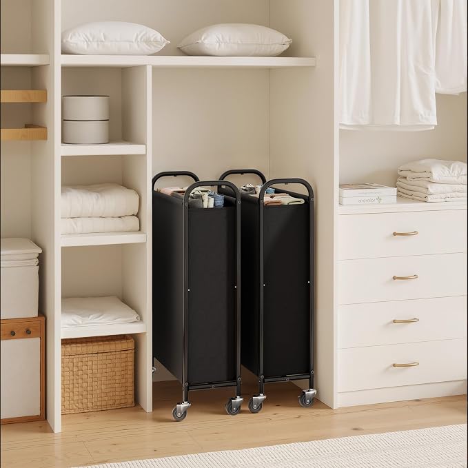 GRANNY SAYS 80L Slim Laundry Hamper with Silent Brake Wheels, Sturdy Metal Frame & Handle, Rolling Laundry Basket for Laundry Room, Bedroom, Bathroom, or RV – Great for Singles or Couples, Black - Image 5