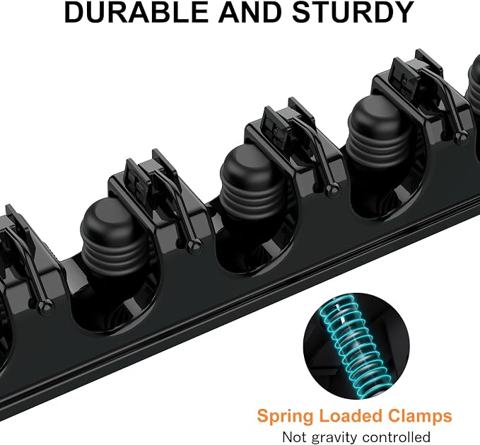 nacena Broom Holder Wall Mount, 2 Packs broom and mop organizer wall hanging broom and mop organizer wall hanging with 5 Ball Slots and 6 Hooks (Black) - Image 3