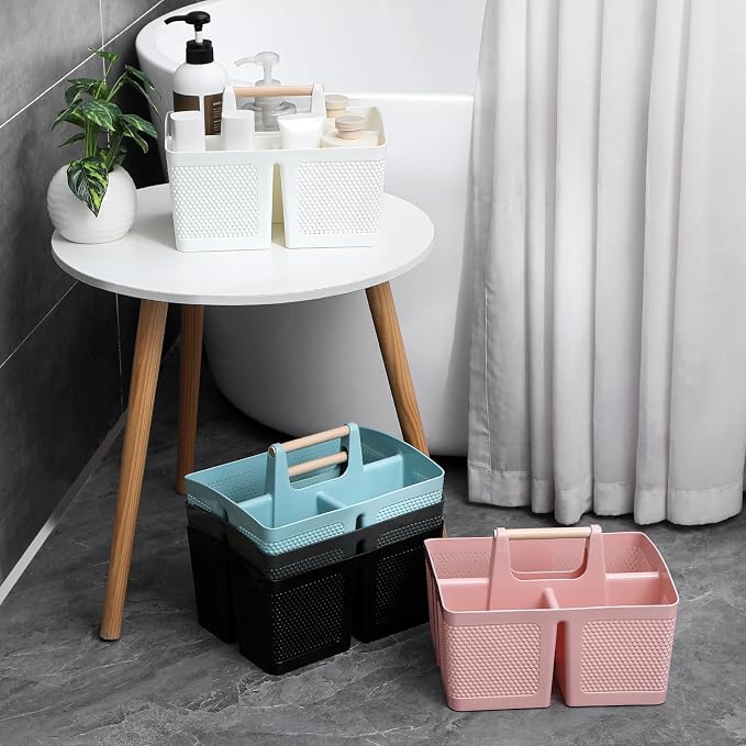rejomiik Portable Shower Caddy Basket Plastic Cleaning Caddy Organizer Storage Tote with Handle for Bathroom, College, Dorm Room Essentials, Black - Image 7