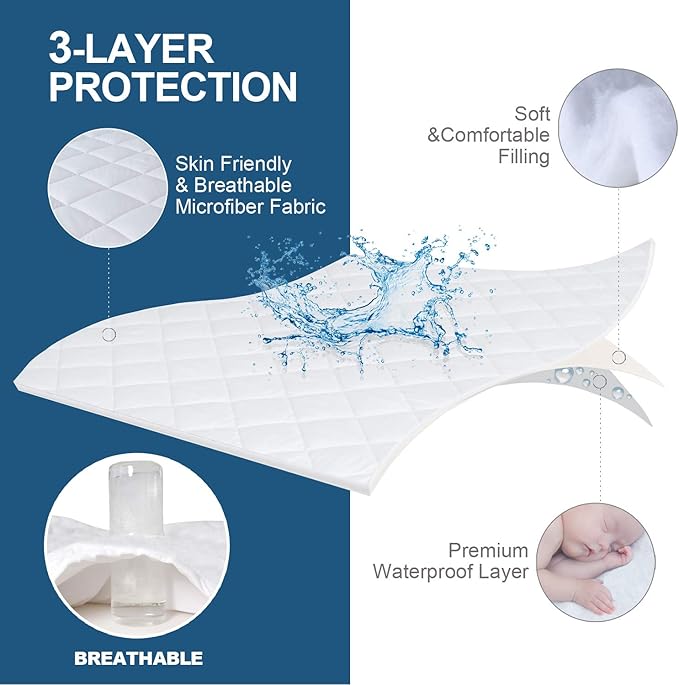 Twin XL Mattress Topper Pad Protector Quilted Waterproof, Absorbent Twin Extra Long Mattress Topper Cover for College Dorm Room Essentials for Girls ,Deep Pocket Stretches up to 16 Inch