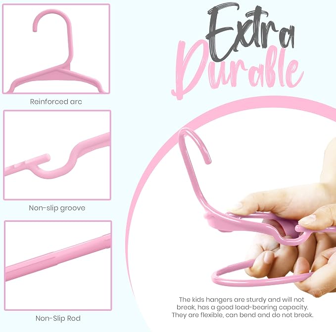 Utopia Home 60 Pack Kids Hangers - 11.5 Inch Plastic Baby Hangers for Closet - Childrens Hanger for Clothes & Infant Hanger for Closet - for Everyday Standard Use (Baby Pink) - Image 5