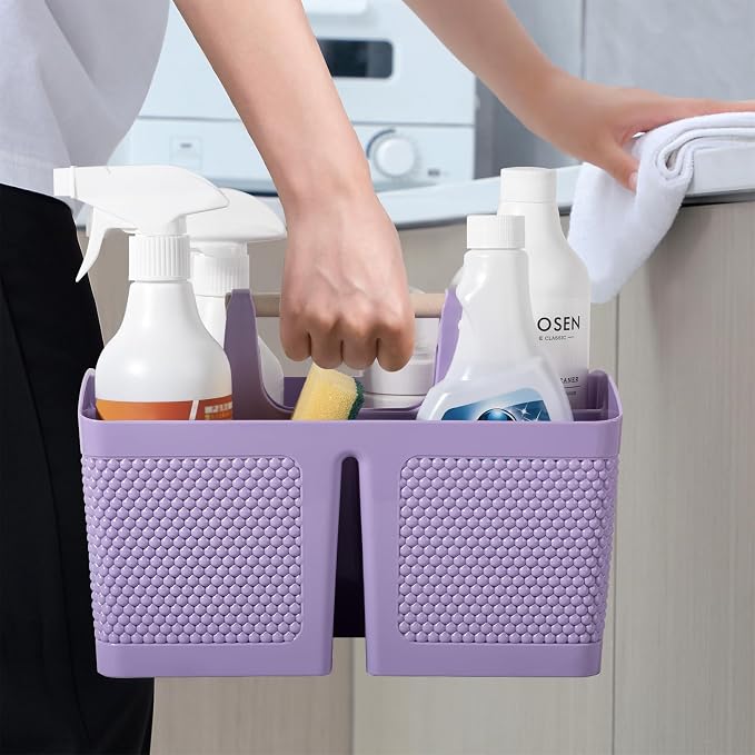 rejomiik Portable Shower Caddy Basket Plastic Cleaning Caddy Organizer Storage Tote with Handle for Bathroom, College, Dorm Room Essentials, Purple - Image 4