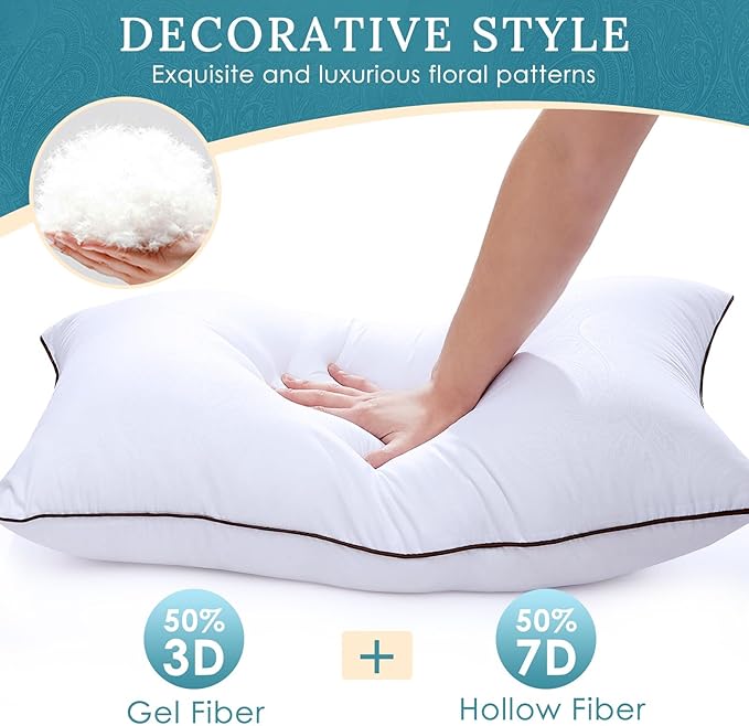 HUXMEYSON Pillows Queen Size Set of 2, Luxury Hotel Bed Pillows Set with Down Alternative Filling for Side and Back Sleepers