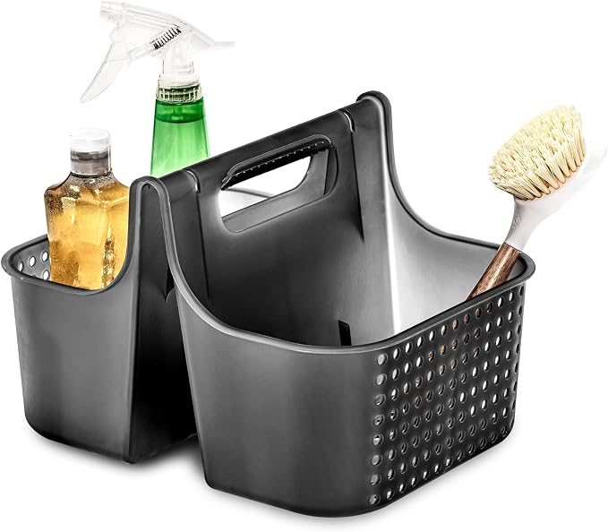 madesmart Portable Shower Caddy Tote with Soft Handle, Plastic Organizer for Soap, Shampoo & Bath Essentials, Carbon by madesmart%C2%AE