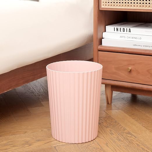 JiatuA Small Trash Can Plastic Wastebasket Round Garbage Container Bin for Bathroom, Kitchen, Bedroom, Home Office, College Dorm, Pink - Image 2