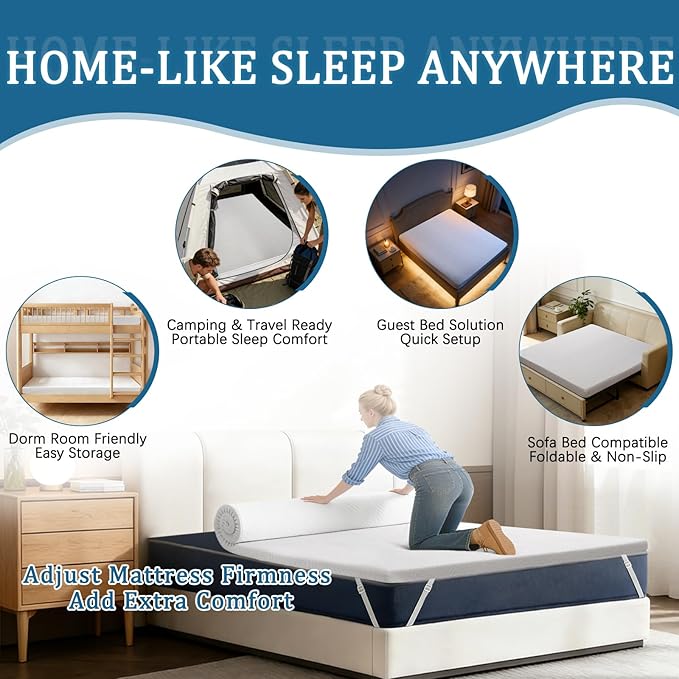 100% Waterproof Mattress Topper Twin Size Bed, 3 Inch Memory Foam Mattress Topper with Removable & Washable Cover, Soft Mattress Topper for Back Pain Relief High Density Foam