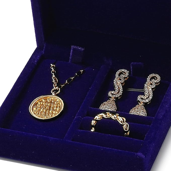 3 in 1 Velvet Jewelry Set Gift Box Earring Gift Box Ring Necklace Boxes Small Jewelry Storage Boxes for Travel Birthday Mother's Day Valentine's Day Gifts (Blue) - Image 3