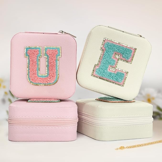 Personalized Jewelry Box, White Travel Jewelry Box with Initial E, Monogrammed Small Jewelry Case Organizer for Girls Teen Tween Kids Women, Mini Travel Essentials Gifts for Birthday Christmas - Image 6