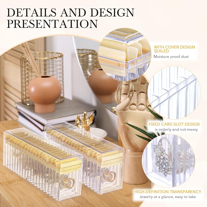 Kenning 42 Pcs Acrylic Jewelry Case Organizer, Clear Jewelry Organizers Holder with Portable Anti Tarnish Storage Bags for Rings, Earrings, Necklaces, Ideal Gifts for Women (Yellow) - Image 3