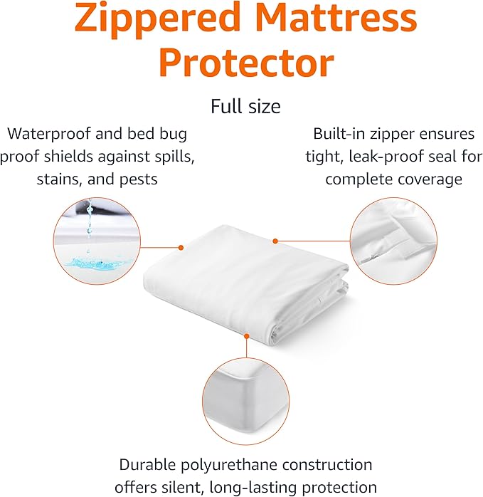 Amazon Basics Zippered Waterproof Mattress Encasement, Full