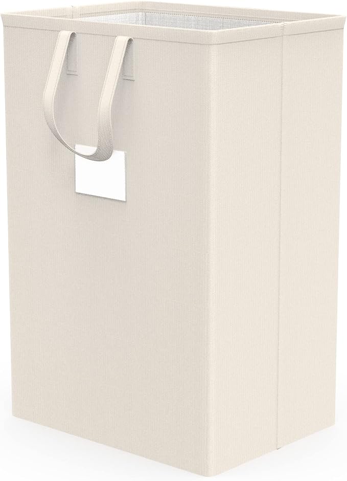 75L Large Laundry Hamper with Handles, Dirty Clothes Hamper for Bedroom Waterproof, Freestanding Tall Laundry Basket Waterproof, Hamper for Bedroom, Bathroom, Dorm, Toys Storage(Ivory） by MarchingPin