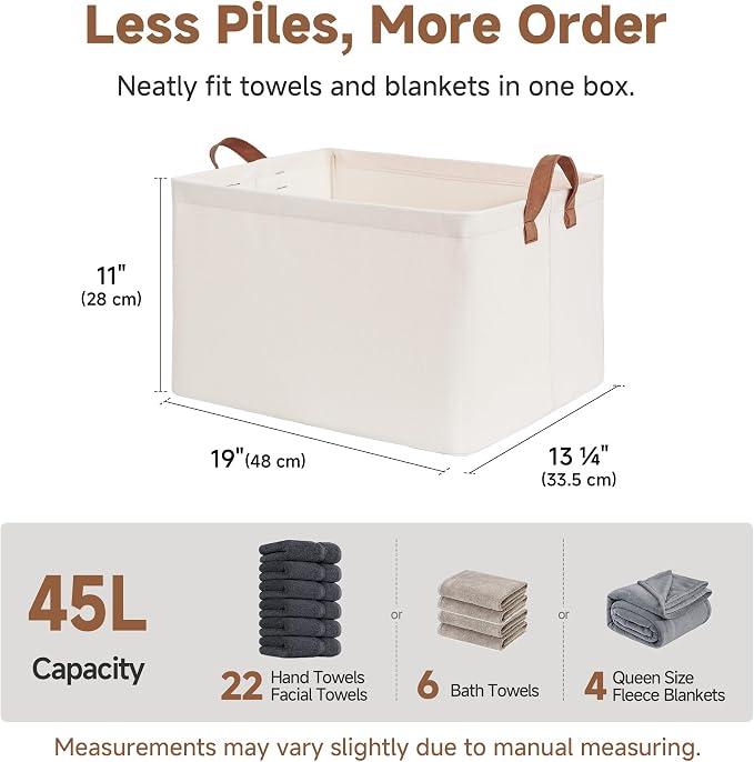 StorageWorks Fabric Storage Bins, Extra Large Storage Baskets for Shelves, Closet Organizers and Storage Bins with Metal Frame, Handles, Jumbo, Natural Color, 2-Pack - Image 6