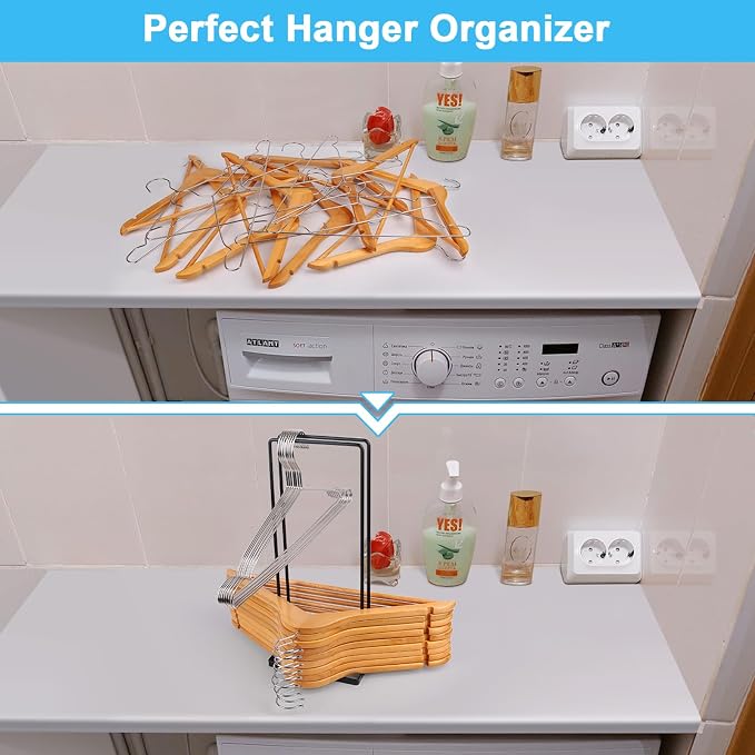 Hanger Organizer 4Pack Clothes Hanger Holder Organizer for Closet Laundry Room Coat Hanger Stacker for Wire Hangers Rack Stand Caddy for Adult Kids Velvet Pants Hangers Storage - Image 6