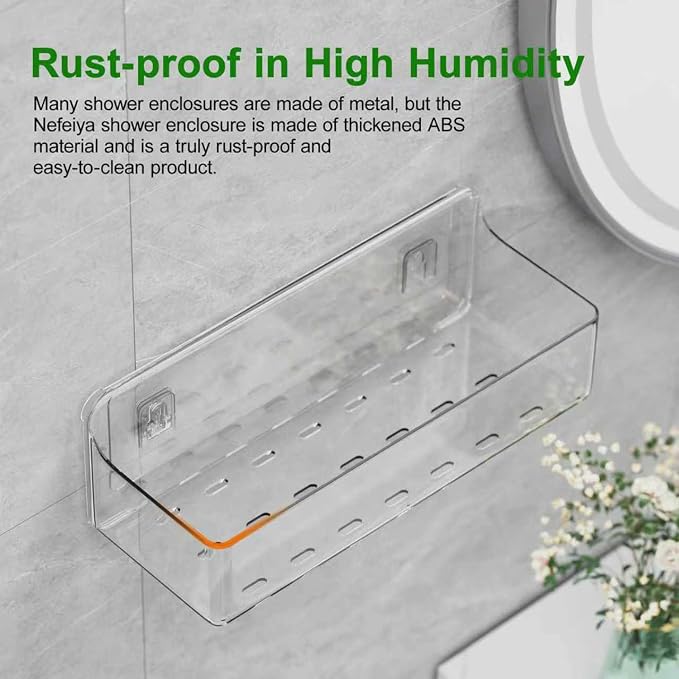 Adhesive Shower Caddy 6 Pack Rustproof Shower Shelves for Inside Shower No Drilling Bathroom Organizers and Storage & Home Décor & Kitchen Large Rack with Soap Holder Clear (clear) - Image 8