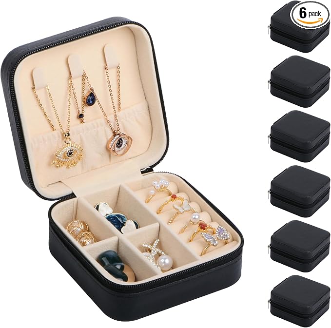 17Dec 6-Pack Small Travel Jewelry Case Organizer,Mini Travel Essentials for Women,Bridesmaid Gifts Birthday Gifts for Women,Small Jewelry Box for Girls 8-12 by 17Dec