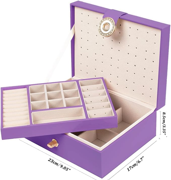QBestry Girls Jewelry Box for Earrings Jewelry Organizer Box Teen Girls Earrings Organizer Jewelry Box with Earring Holder Organizer Stud Earring Box for Girls Womens Jewelry Case Organizer Purple - Image 9