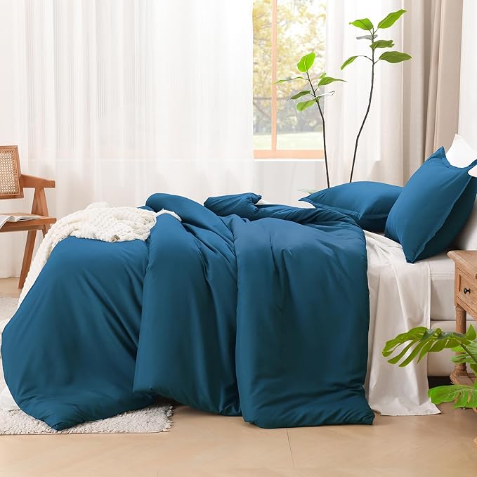Litanika Teal Comforter King Size, 3 Pieces Turquoise Lightweight Solid Bedding Comforter Set, All Season Fluffy Bed Set (104x90In Comforter & 2 Pillowcases)