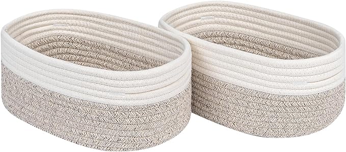 CubesLand Baskets for Shelves Storage,Cube Shelf Closet Storage Bins Set 2,Long-lasting &Skin-friendly Toy Basket Bin,Stylish Room Decor Basket,Woven Off White/Light Brown by CubesLand