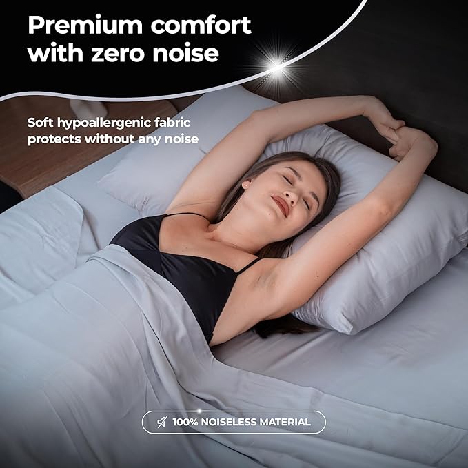 Silvery Silver Infused Cooling Mattress Protector - Breathable Waterproof Protection Against Spills & Stains - Hypoallergenic Ultra Soft Fabric with Extra Deep 21” Pockets