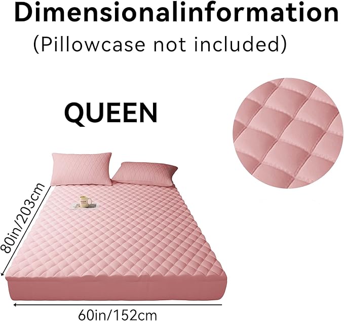 WESLEEPER Mattress Protector Waterproof Mattress Protector Mattress Bed Cover Super Soft Breathable Machine Washable Cover for Home, Bedroom, Hotel (Pink, Queen)