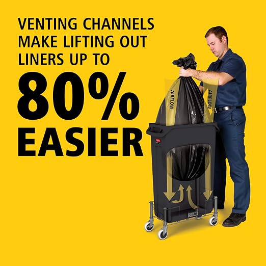 Rubbermaid Commercial Products Slim Jim Plastic Rectangular Trash/Garbage Can With Venting Channels, 23 Gal, Black, for Kitchen/Office/Workspace - Image 3