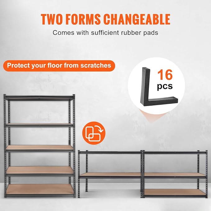 VEVOR Storage Shelving Unit, 5-Tier Adjustable Storage Shelves, 48" L x 24" W x 72" H Heavy Duty Garage Storage Shelves, Metal Shelves for Kitchen Pantry Basement Bathroom Laundry - Image 6