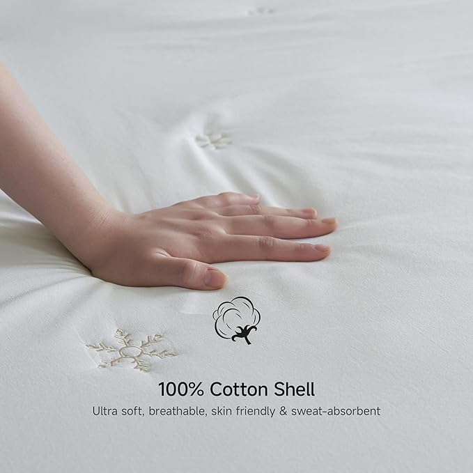 Simple&Opulence King Size Mattress Pad Protector, 100% Cotton Top Cooling Breathable Quilted Mattress Cover Fitted Sheet Stretches up to 16 Inches Deep Pocket Non Slip Soft Bed Pad Topper-Cream Khaki