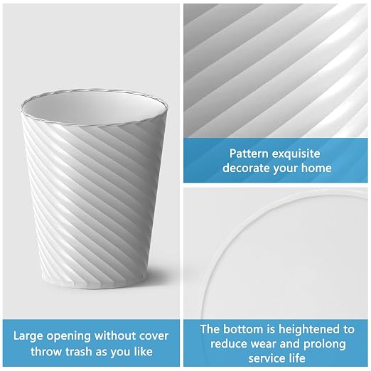 Lysam Bathroom Trash Can, 8 Pack 1.8 Gallons Small Trash Can with Trash Bags, Bathroom Garbage Can, Plastic Trash Bin, Round Waste Basket for Bedroom, Office, Kitchen, Room, Compact Space (White) - Image 4