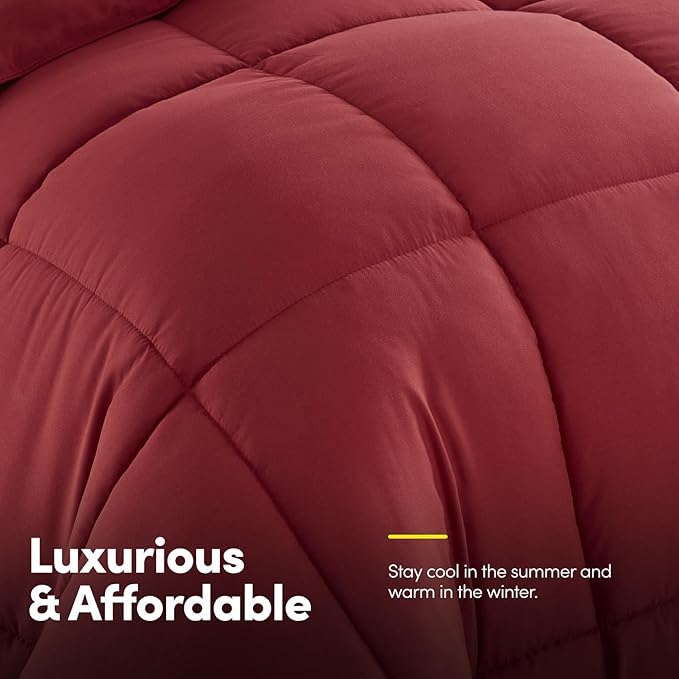 King Size Comforter Set with Sheets - 7-Piece Bedding Collection - 1 Comforter, 1 Fitted Sheet, 1 Flat, 4 Pillowcases - Deep Pocket - Soft & Breathable Premium Quality - Ideal for All Seasons, Red