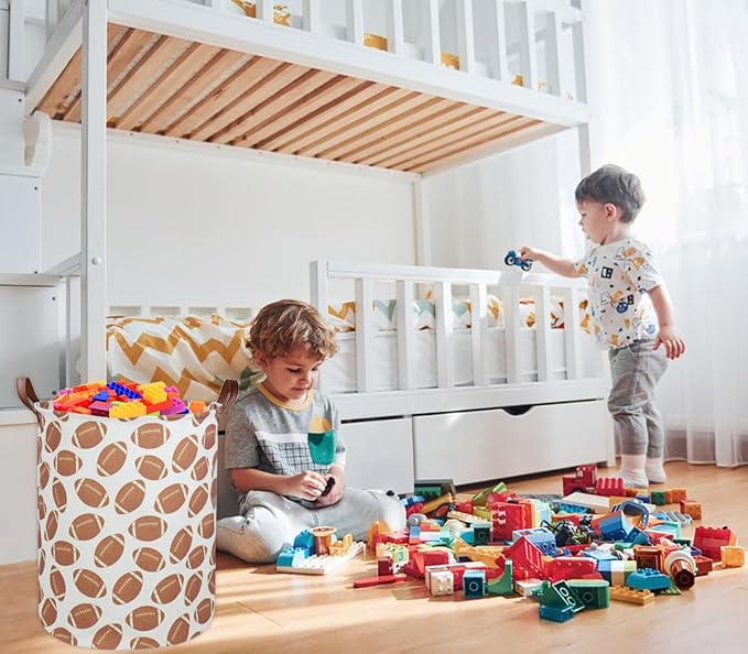 Kids Laundry Hamper Footballs Hamper for Nursery Boy Clothes Hamper Cute Kids Toys Storage Bin Organizer Football Room Decor for Home(Football) - Image 6