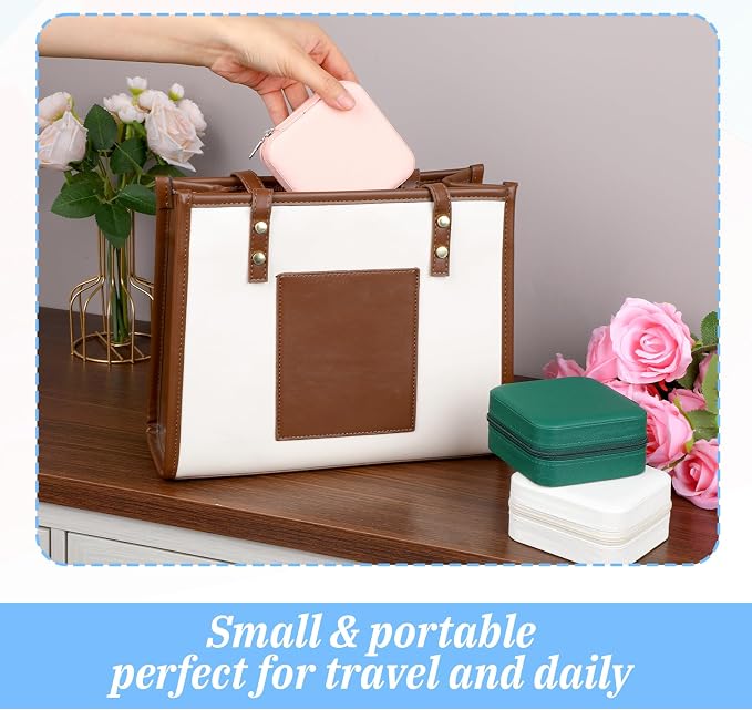 Prasacco 12 Pcs Travel Jewelry Case Bridesmaid Gifts Box PU Leather Small Travel Jewelry Box Mini Jewelry-Organizer for Earrings Rings Necklaces Women Girls Bridesmaid Proposal Gifts, 6 Colors - Image 6