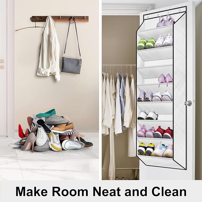 SLEEPING LAMB Over The Door Shoe Organizer for Closet, Kids Sneaker Storage for Hanging Shoe Rack for Door with Large Deep Pockets for Toddler, Girl, Baby Room Decor, White - Image 6