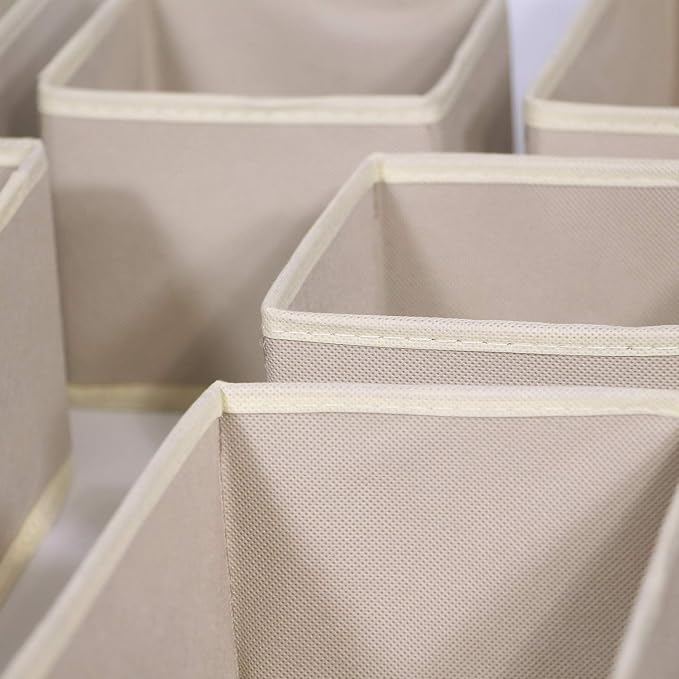 DIOMMELL 12 Pack Foldable Cloth Storage Box Closet Dresser Drawer Organizer Fabric Baskets Bins Containers Divider for Clothes Underwear Bras Socks Lingerie Clothing, Beige 444 - Image 5