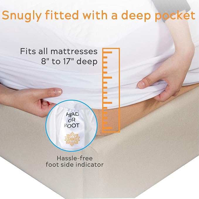 Sleep Mantra California King Adjustable Mattress Cover, White, Vinyl-Free 3D Air Fabric, Waterproof, Machine Washable