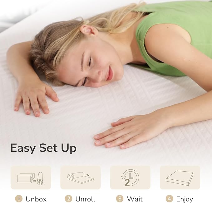 MLILY Short Queen RV Mattress in a Box, 8 inch Mattresses for RVs, Campers & Trailers, Green Tea Memory Foam Mattress for Cool Sleep & Pressure Relief, Medium, 60" x 75"