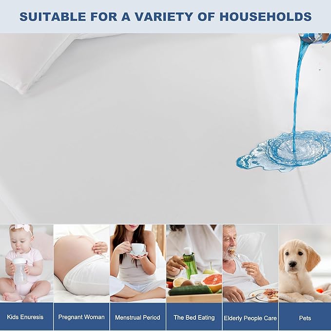GRT Twin XL Waterproof Mattress Protector, 80" x 39", White, 1 Pack - Machine Washable, Vinyl-Free, OEKO-TEX Certified