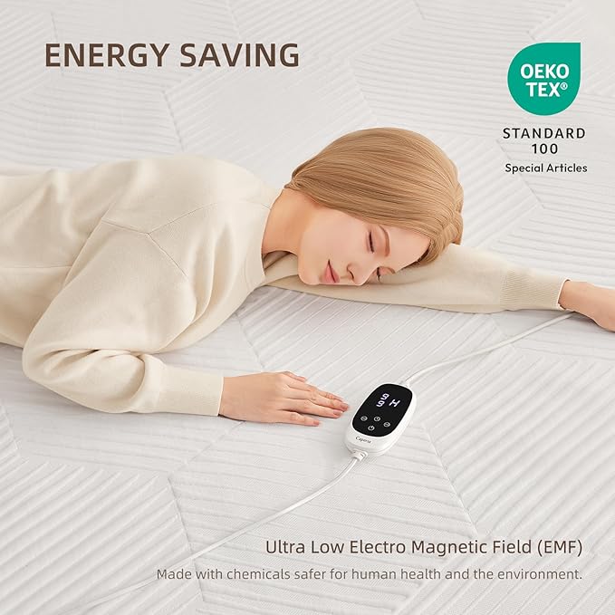 Multizone Waterproof Heated Mattress Pad, Individual Body & Feet Electric Mattress Bed Warmer 9 Heat Settings, 1-12 Hours Auto Off, Deep Pocket, Fast Heating, Machine Washable Twin, 39" x 75"